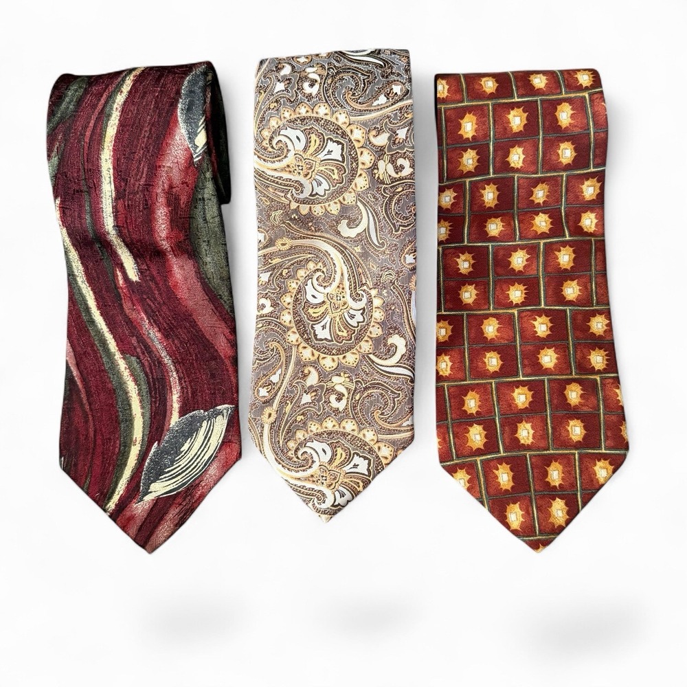 Vintage Lot 3  Necktie's Colours Alexander Julian Silk Tie Geometric Paisley 90s